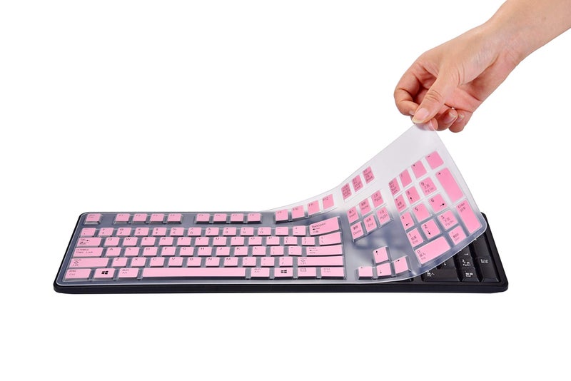 LEZE Keyboard Cover for Dell KB212-B & Dell 2GR91 4G481 KB4021 Slim USB 104-Key Keyboard, Dell KB212-B Keyboard Skin Protector - Pink - Image 3